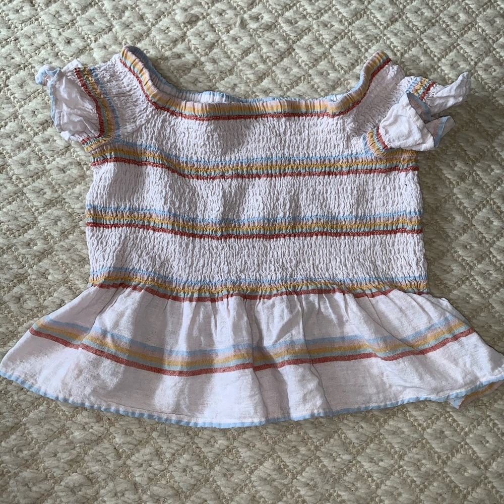 AE Smocked stripe peplum top